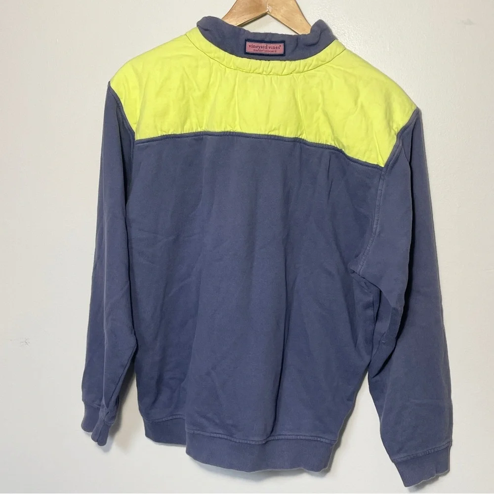 Vineyard‎ Vines Men's Quarter Zip Navy Neon Green Pullover Size Medium